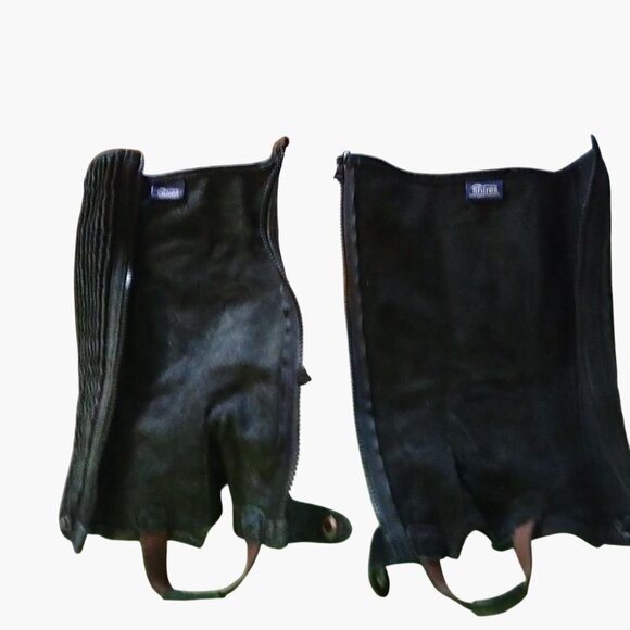 Shires Black Suede Child Large Riding Half Chaps Equestrian Gear Zipper Closure - Picture 3 of 7